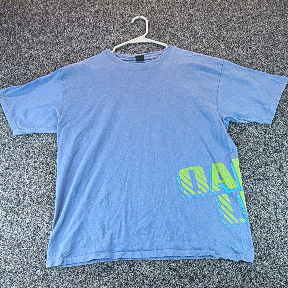 Oakley Men's Large Blue Graphic T-Shirt Green Logo Y2K Style